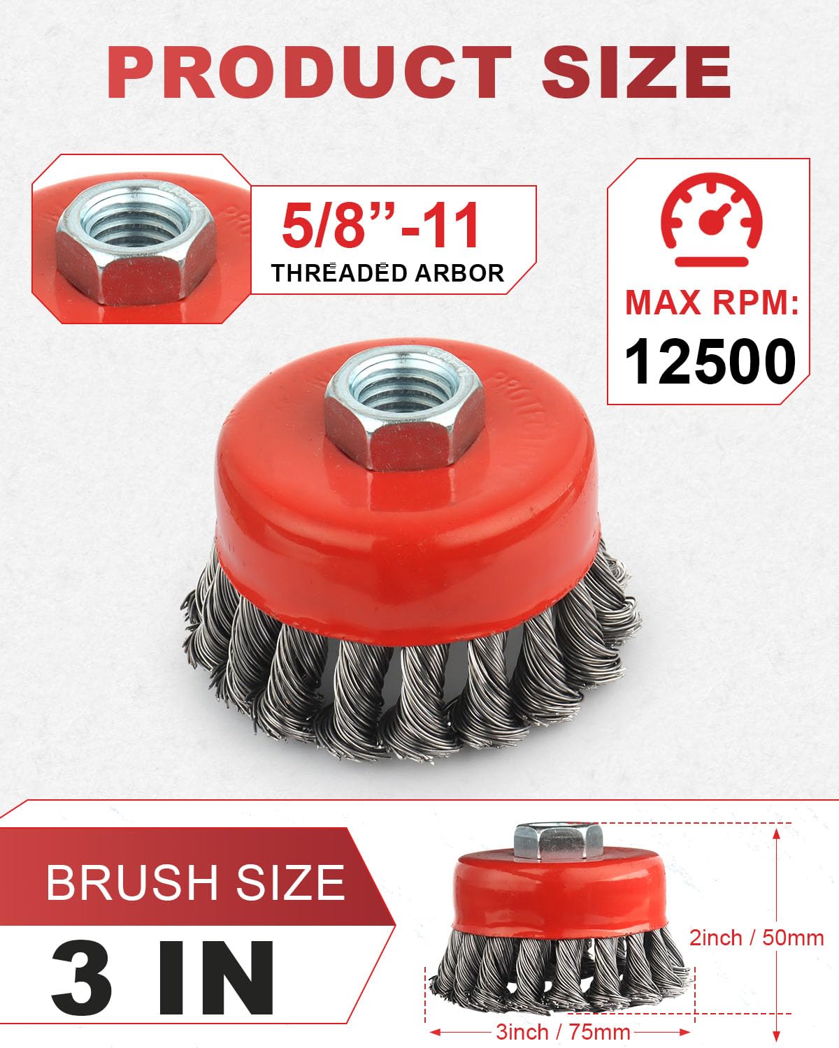 Rocaris 35Pcs Wire Wheels for 4-1/2" Angle Grinder, 3 Inch Wire Cup Brush