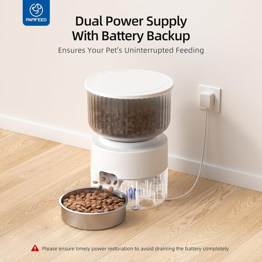 Automatic Cat Feeder and Water Fountain, 3L/12 Cups 2.4G WiFi Pet Feeder with Stainless Steel Bowl, Smart APP Control