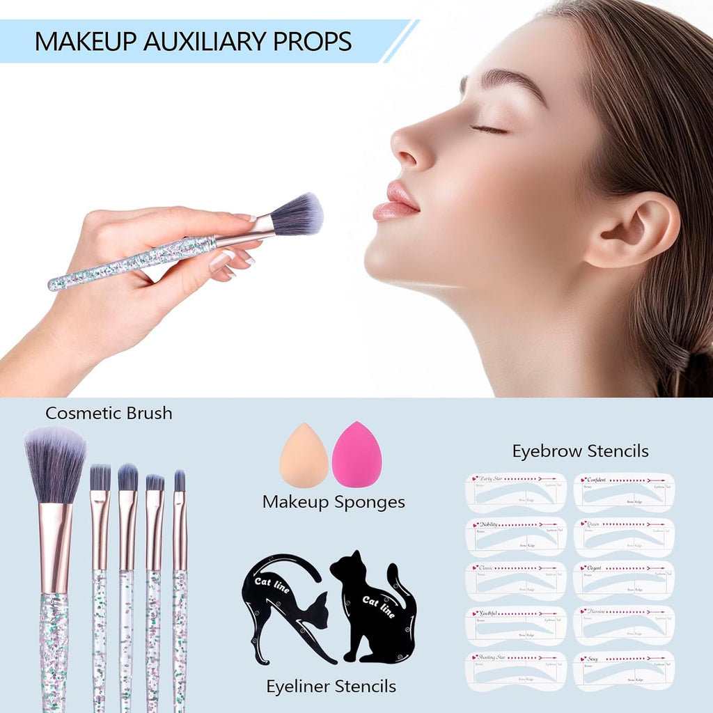Makeup Kits For Girls Teens, Makeup Gift Set For Women with Eyeshadow Palettes, Brushes, Lip Gloss, Travel Make up