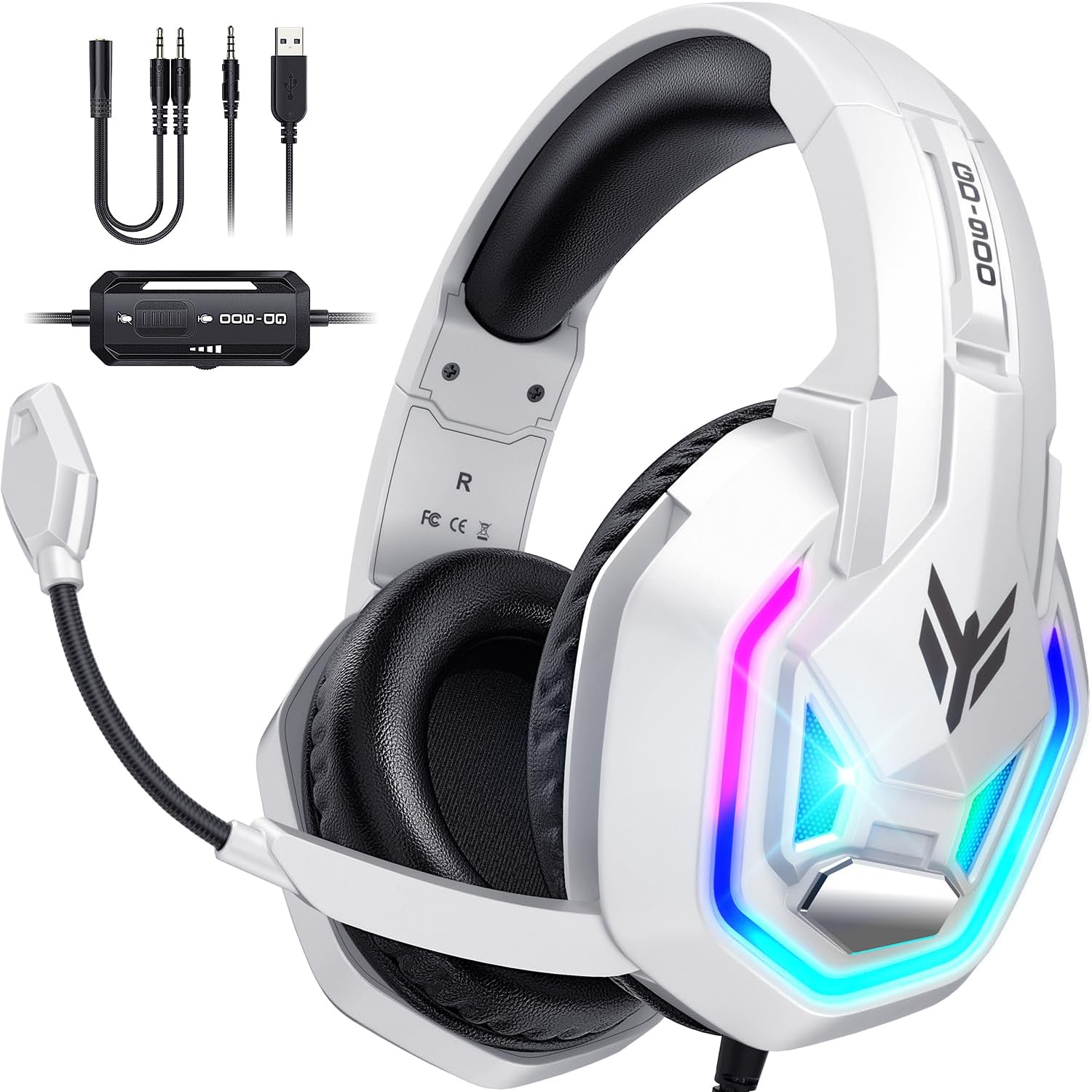 Gaming Headset for Xbox Series X|S Xbox One PS5 PS4 PC Switch Mac, Wired Over Ear Headphones with 7.1 Surround Sound
