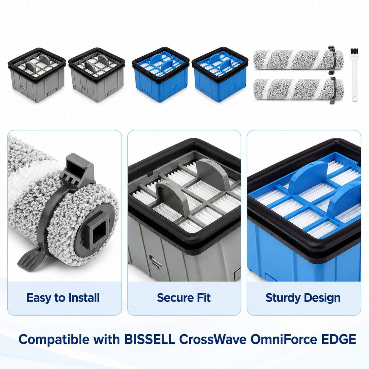 4329G Replacement Brush/Filter Kit Compatible with CrossWave OmniForce EDGE