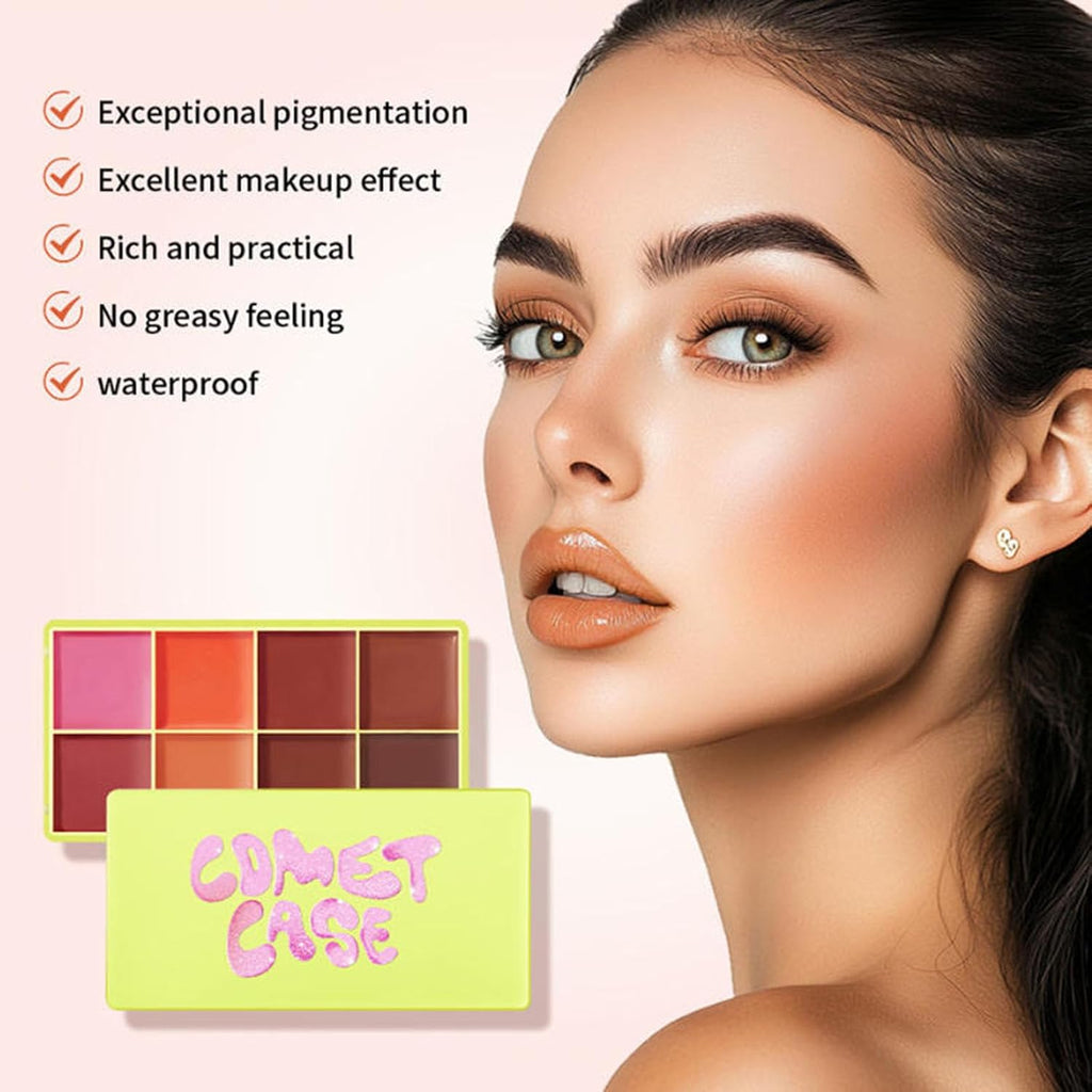 8 Color Cream Blush Palette, Matte Blush, Fine and Smooth Texture, Easy Blend and Buildable Texture,Long-Lasting