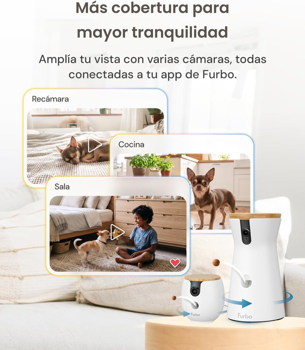 360° Dog Camera + Mini 360° Cam [New Subscription Required at Setup] 2-Camera Bundle Nanny Subscription: Dog Safety
