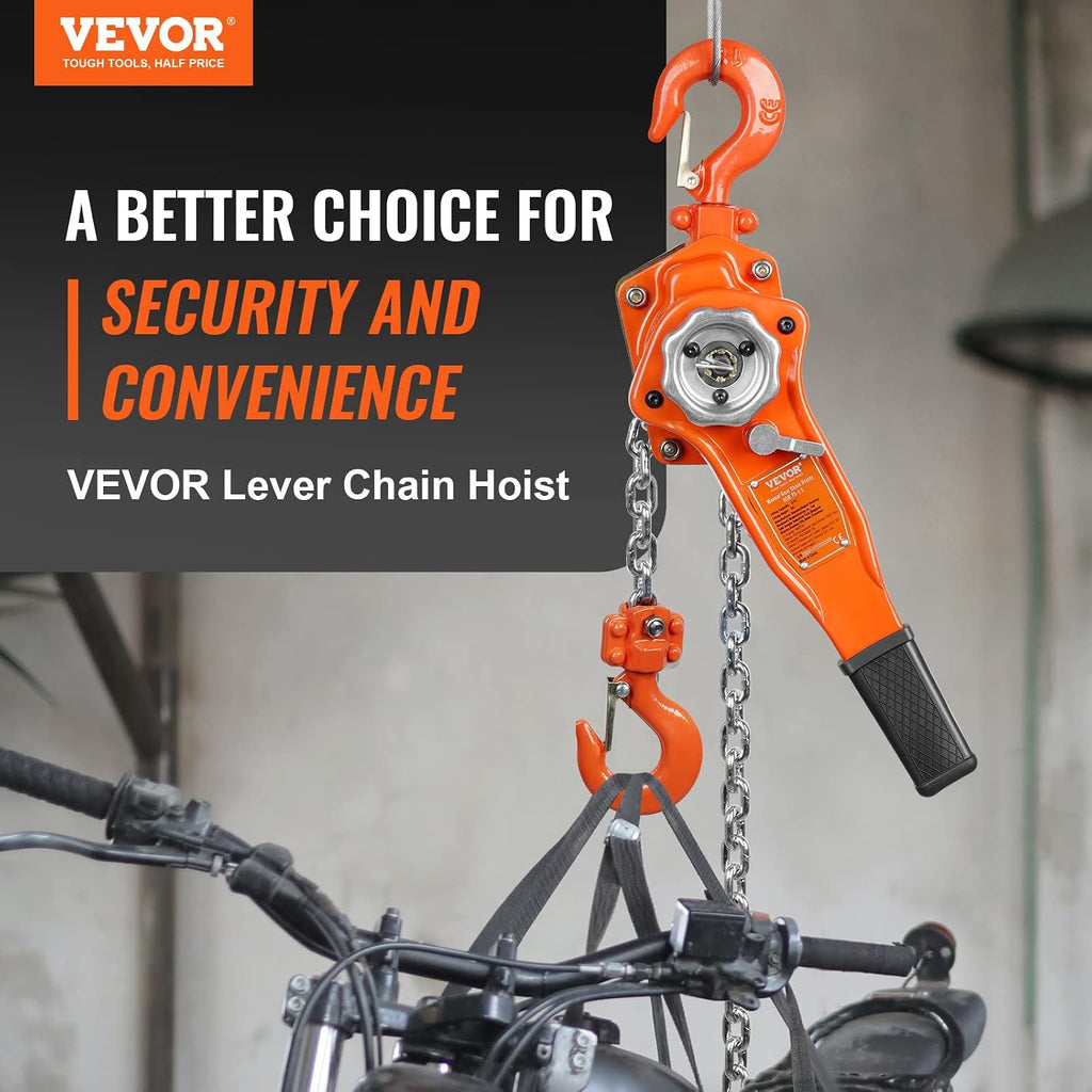Manual Lever Chain Hoist, 3/4 Ton 1650 lbs Capacity 10 FT Come Along, G80 Galvanized Carbon Steel with Weston