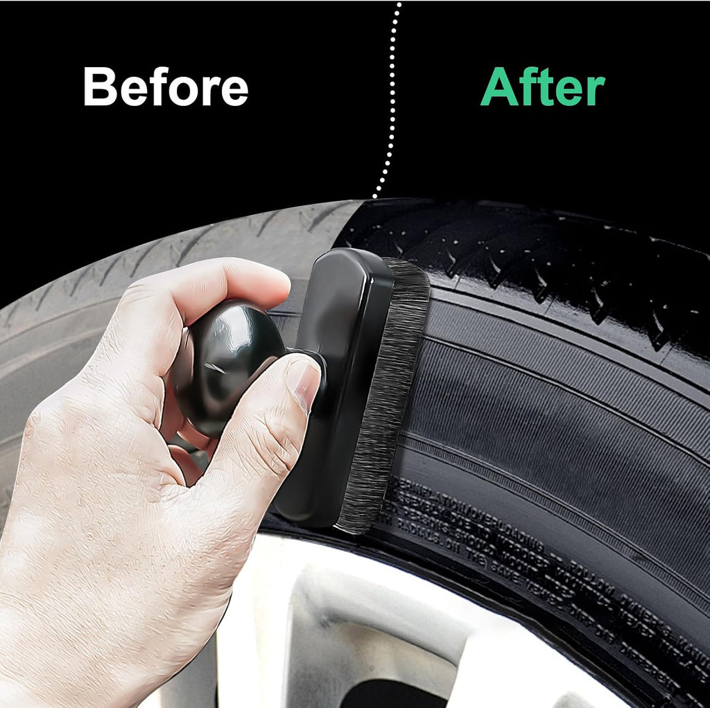 Tire Shine Applicator Brush Large Vegan Tire Shine Brush with Storage Stand for Vehicles Tire Shine Polish Wax and