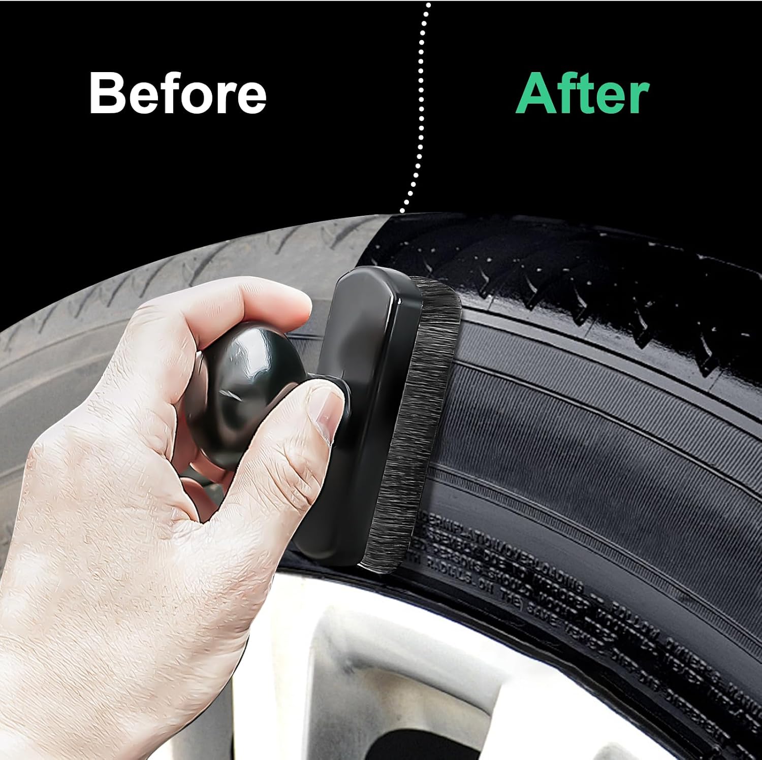Tire Shine Applicator Brush Large Vegan Tire Shine Brush with Storage Stand for Vehicles Tire Shine Polish Wax and