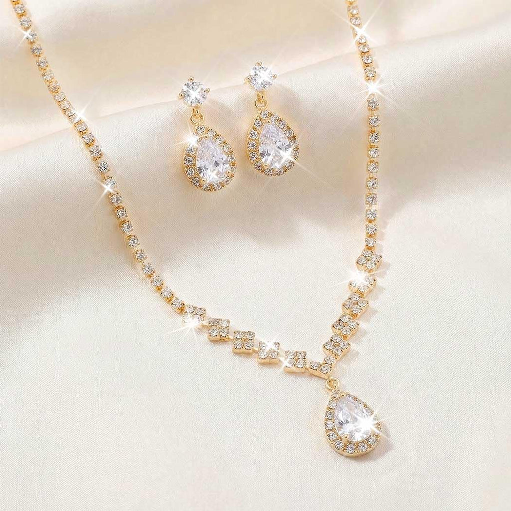 Bride Crystal Necklace Earrings Set Bridal Wedding Jewelry Sets Rhinestone Choker Necklace Prom Costume Jewelry Set