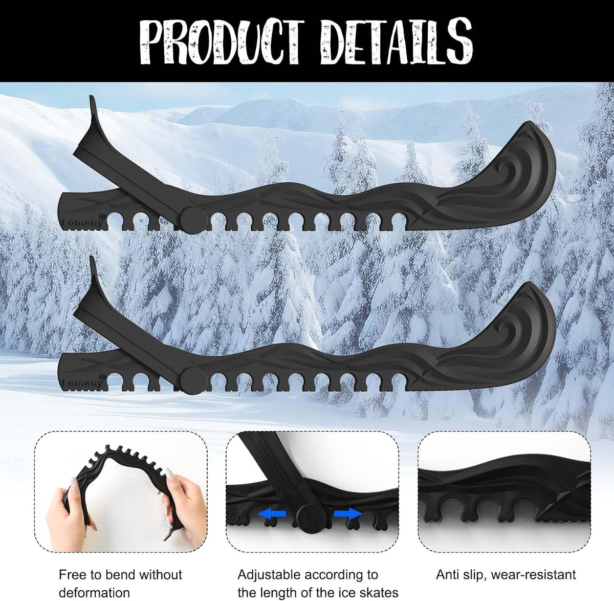Ice Skate Guards, Hockey Shoes Ice Skate Blade Covers, Adjustable Buckles Ice Skating Protector Figure Skate Guards
