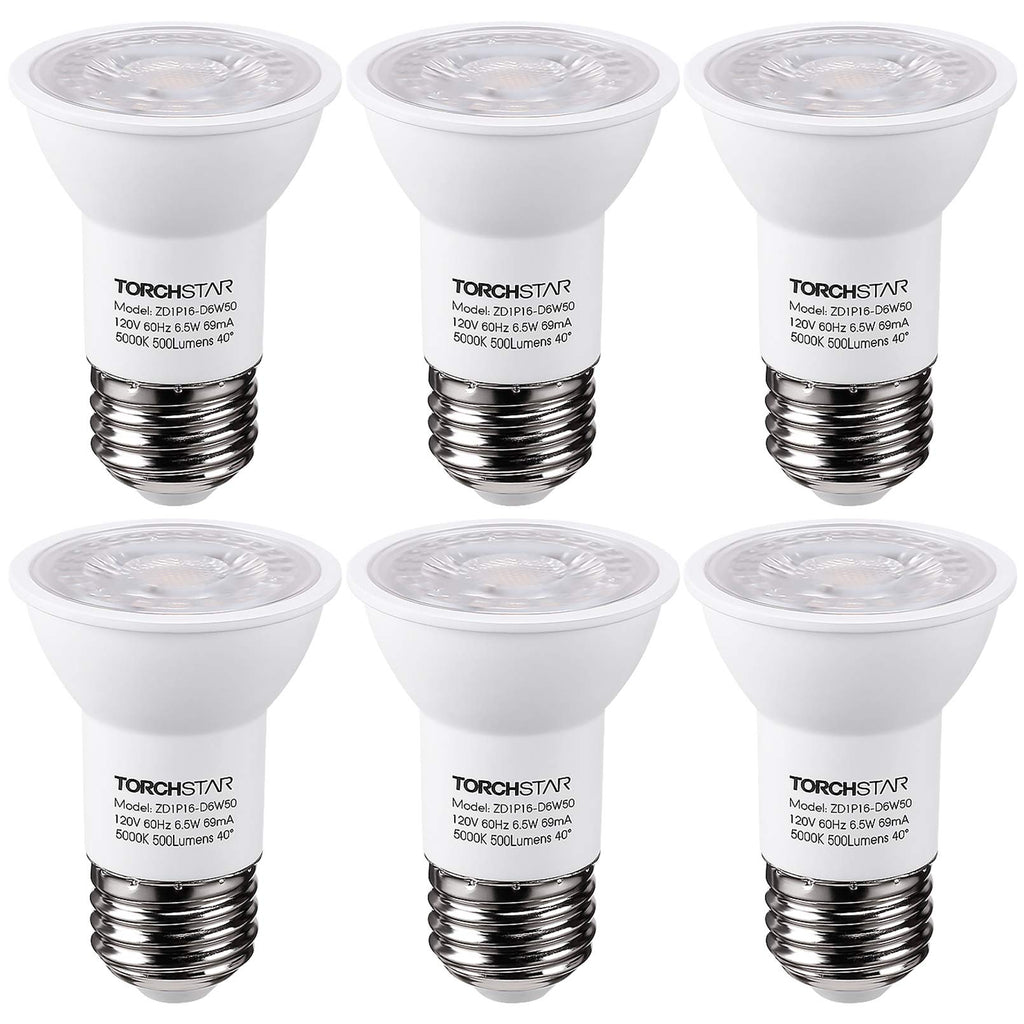 6-Pack PAR16 LED Bulb, UL Listed, Dimmable, 5000K