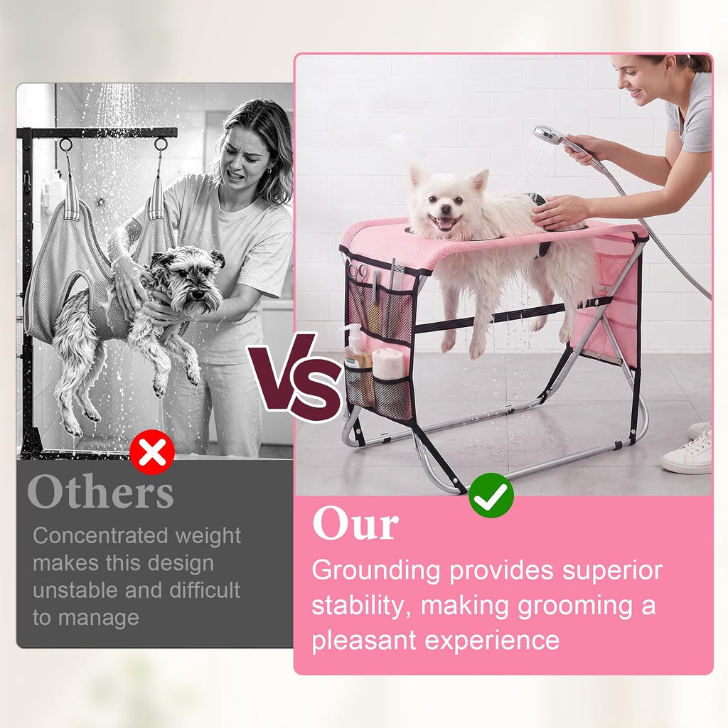 Pet Grooming Hammock for Dogs, Stainless Steel Foldable Support for Elderly Dogs & Cats Under 30lbs, Nail Trimming