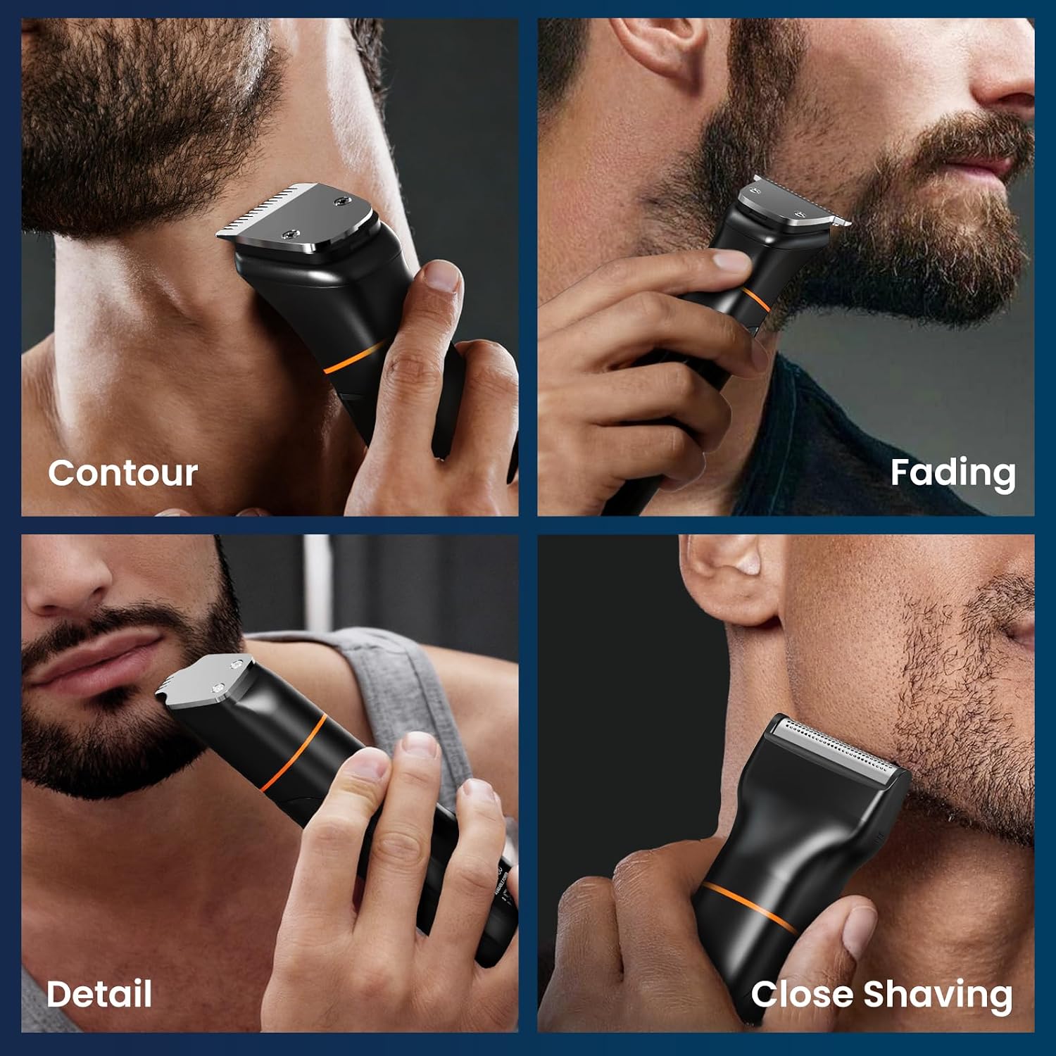 6 in 1 Beard Trimmer for Men, Waterproof Cordless Electric Razor Shaver, Men's Grooming Kit for Mustache, Hair, Face