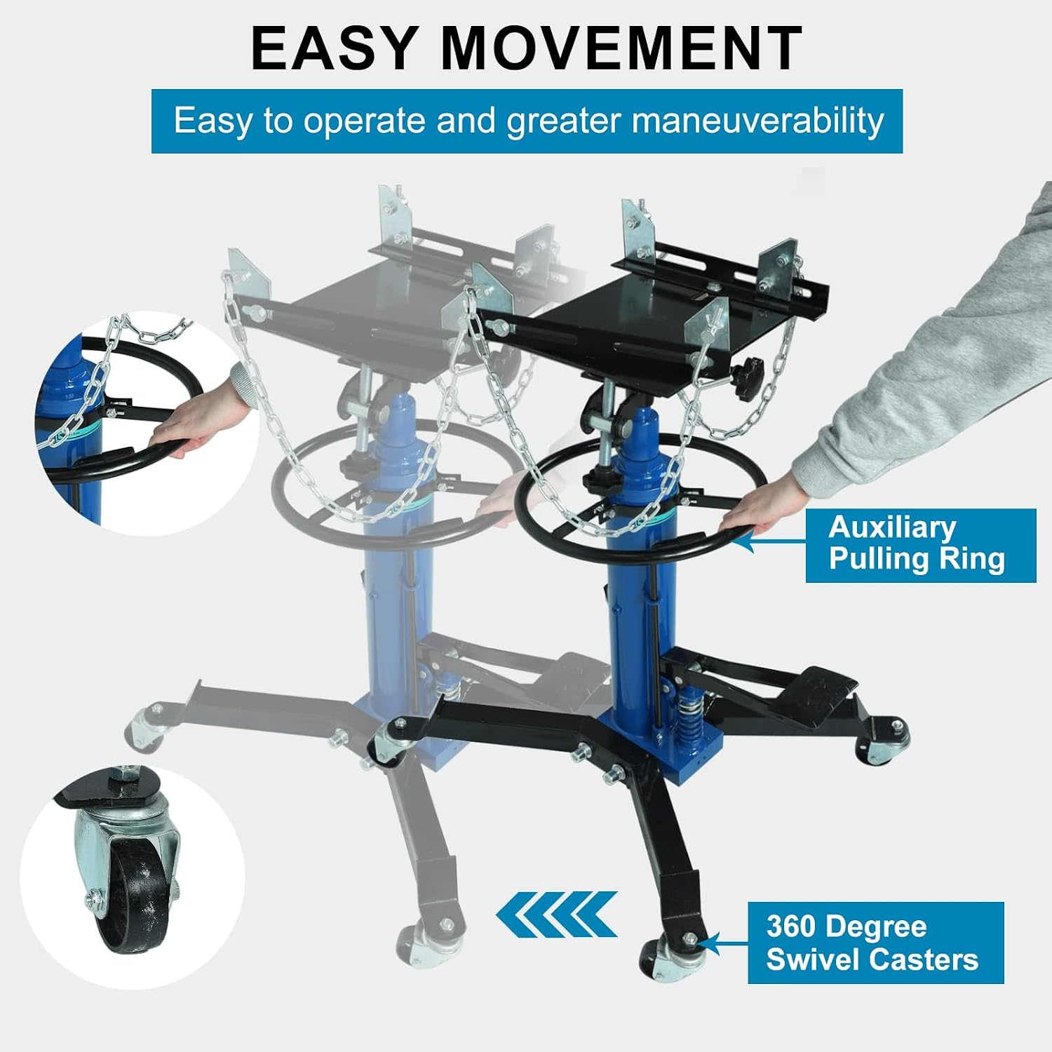 Transmission Jack, 1660lbs / 0.75 Ton 2 Stage Hydraulic Telescopic Jack with Foot Pedal, 35" - 72" Adjustable Height