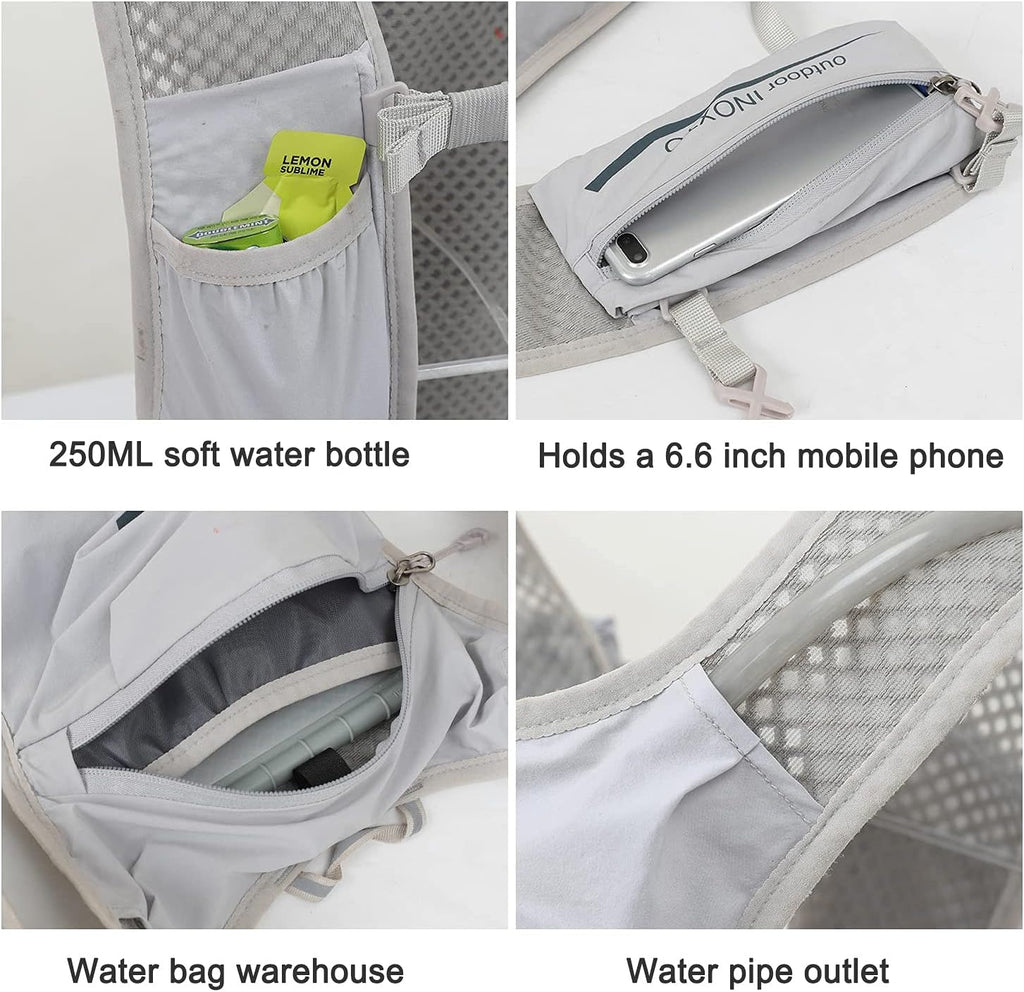 INOXTO Running Hydration Vest Backpack,Lightweight Insulated Pack with 1.5L Water Bladder Bag Daypack for Hiking