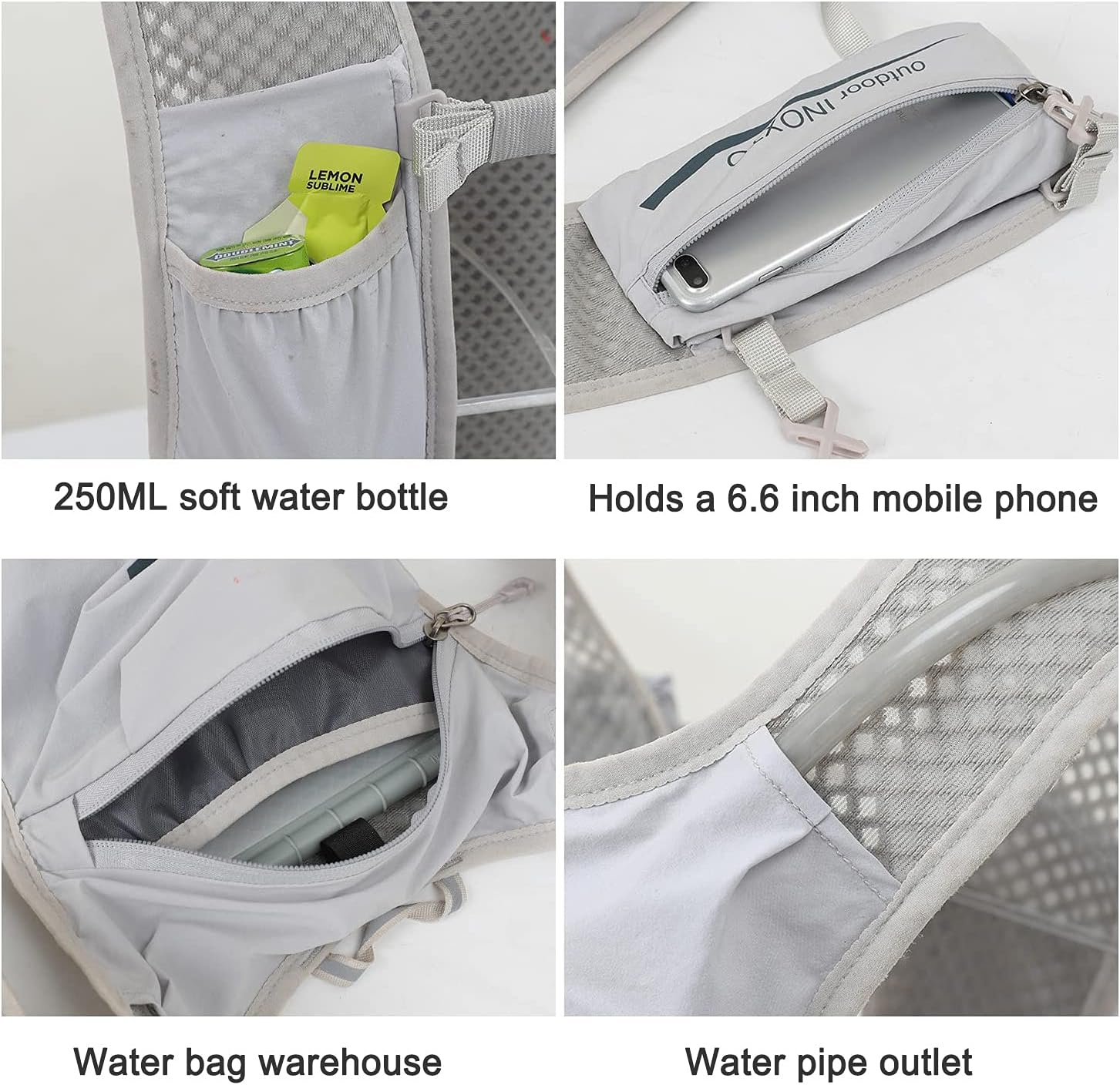 INOXTO Running Hydration Vest Backpack,Lightweight Insulated Pack with 1.5L Water Bladder Bag Daypack for Hiking