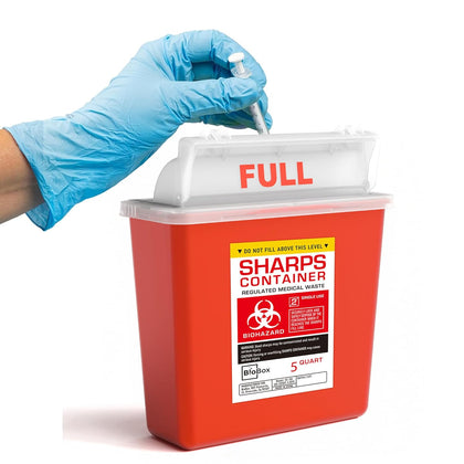Sharps Container - Large Sharps Containers for Home Use, Needle Disposal | 5 Quart (Pack of 1), Wall Mount