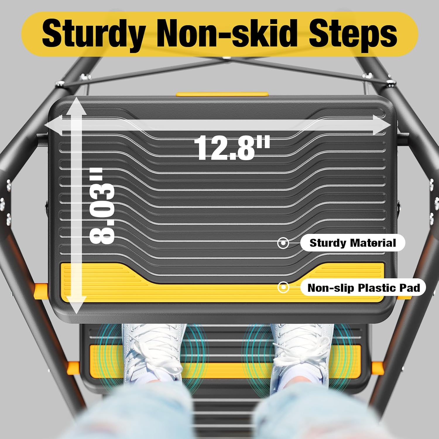 4 Step Ladder, Heavy-Duty Pass 800lb Capacity Test, Wide Anti-Slip Steps & Secure Handrail Compact, Folding Step