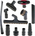 11-Piece Universal Shop Vac Attachment Kit with Horsehair Brush, Floor Brush & Crevice Tool - 4 Hose Adapters +