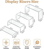 Acrylic Display Risers 8 Pcs 2 Set (7”L~8”L~9”L), Clear Rectangular Display Shelf for Dessert Table & Cupcake
