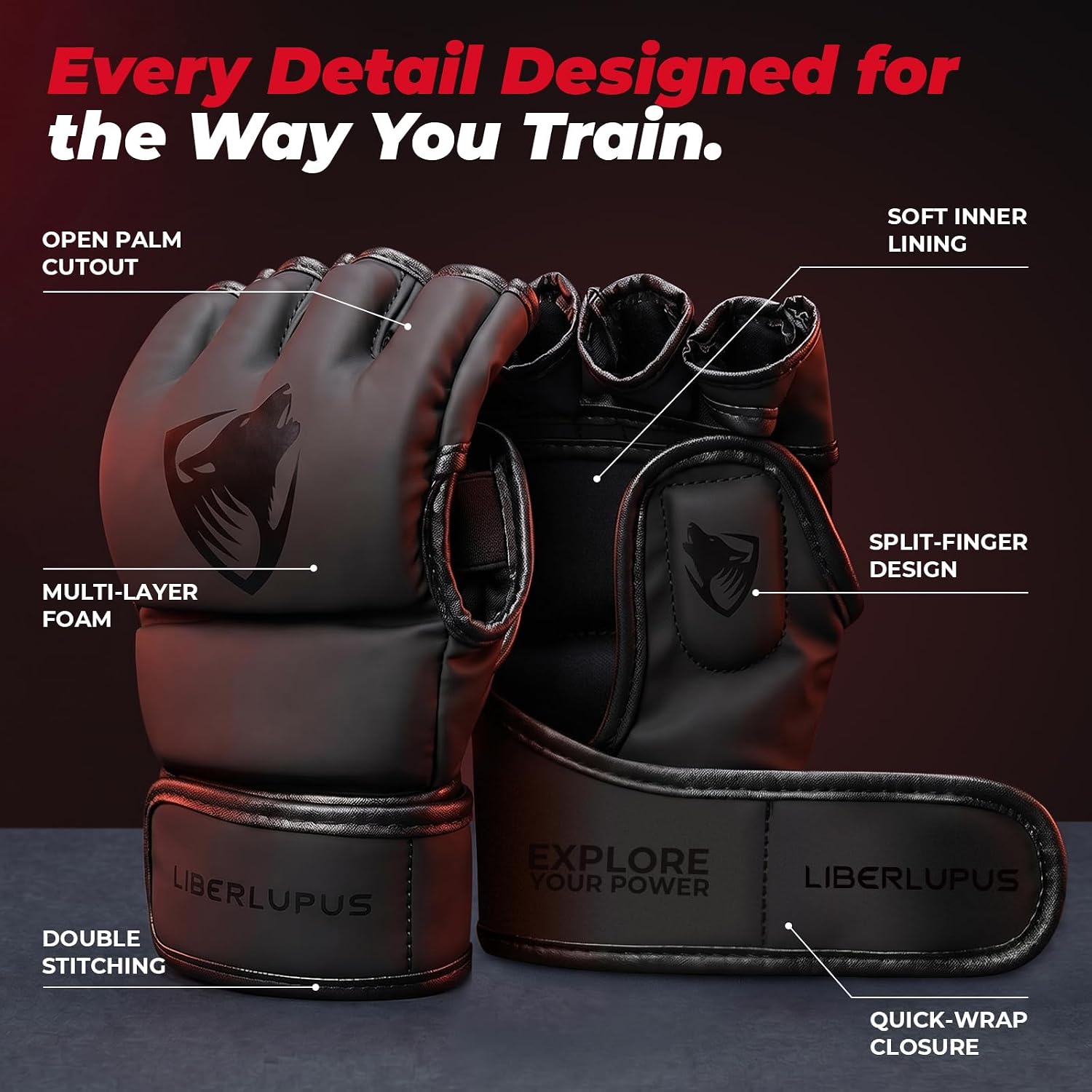 MMA Gloves Sparring for Men– Open Palm Training Gloves for Grappling, Kickboxing, Muay Thai, Youth Self-Defense