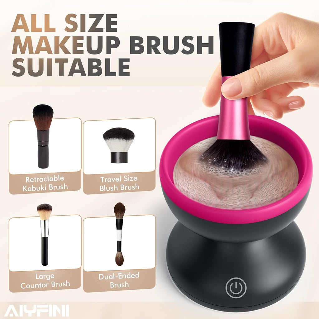 Electric Makeup Brush Cleaner Machine, Powerful Friction Removes Residue on Make up Brushes Set/Sponge/Powder Puffs