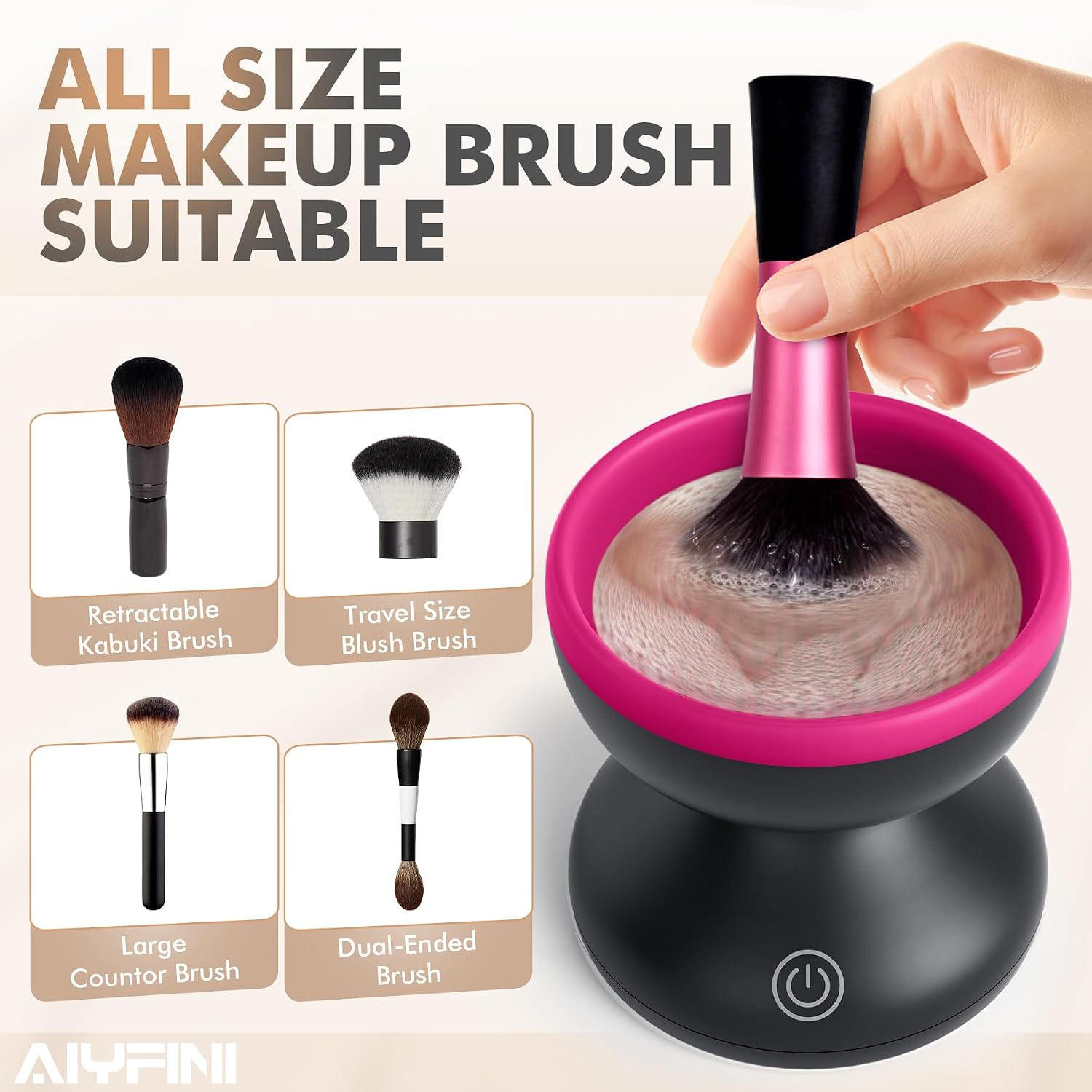 Electric Makeup Brush Cleaner Machine, Powerful Friction Removes Residue on Make up Brushes Set/Sponge/Powder Puffs