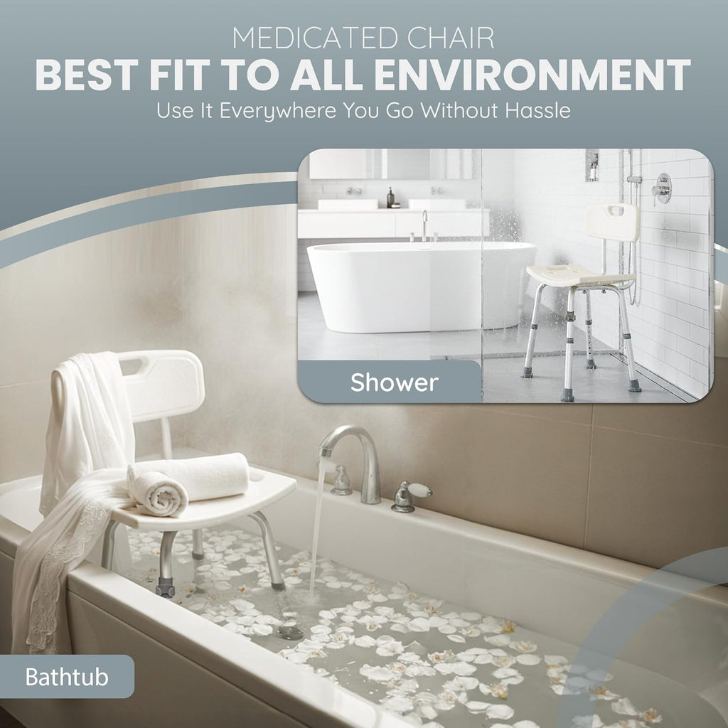 Adjustable Height Shower Chair Seat for Inside Shower, 350 lbs Heavy Duty Bathroom Stool for Bathtub, Safety Bath