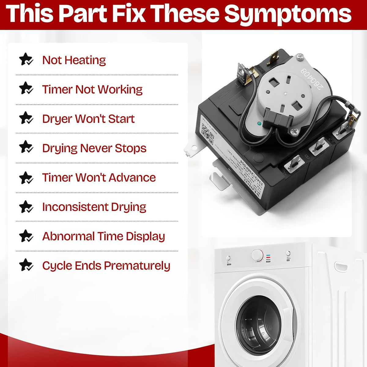 for GE GTDP490ED0WS Dryer Timer Replacement