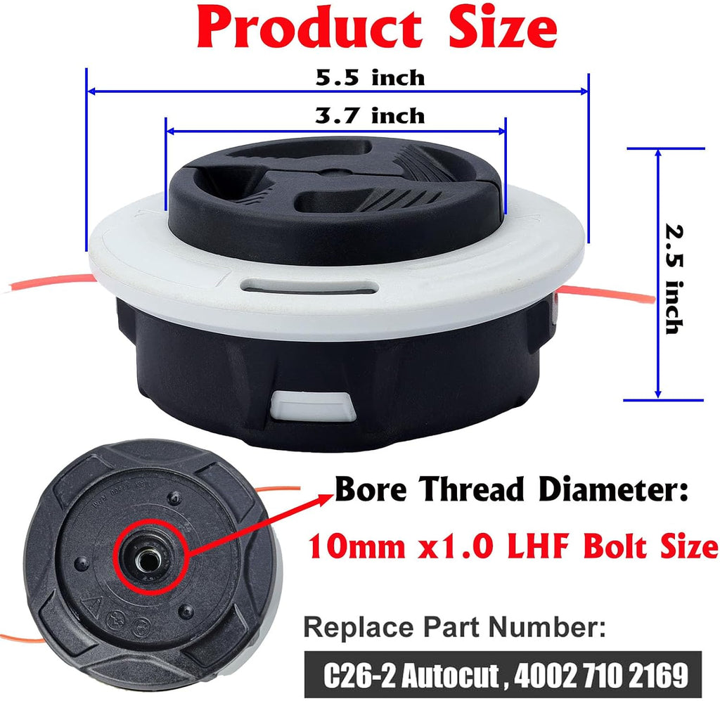 C26-2 Dual Line Trimmer Head for S-tihl FS55 FS56 FS70 FS80 FS85 FS90 FS91 FS94 FS250 FS240 FS131R FS131 FS120 FS110, Includes 0.095" Trimmer Line Replace 4002 710 2169 (1 PCS)