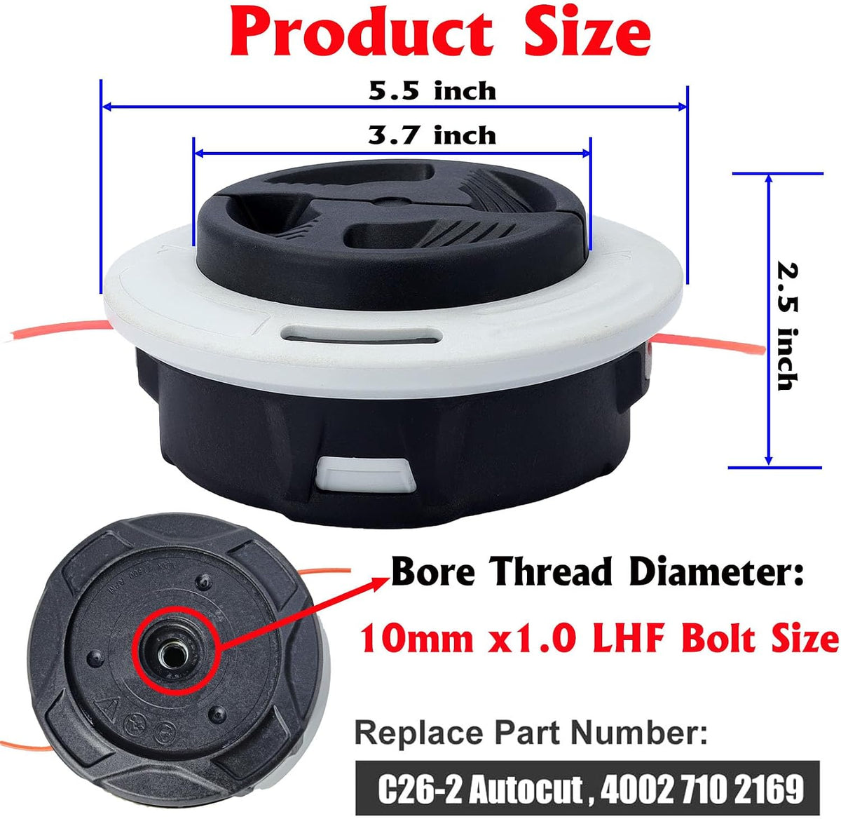 C26-2 Dual Line Trimmer Head for S-tihl FS55 FS56 FS70 FS80 FS85 FS90 FS91 FS94 FS250 FS240 FS131R FS131 FS120 FS110, Includes 0.095" Trimmer Line Replace 4002 710 2169 (1 PCS)