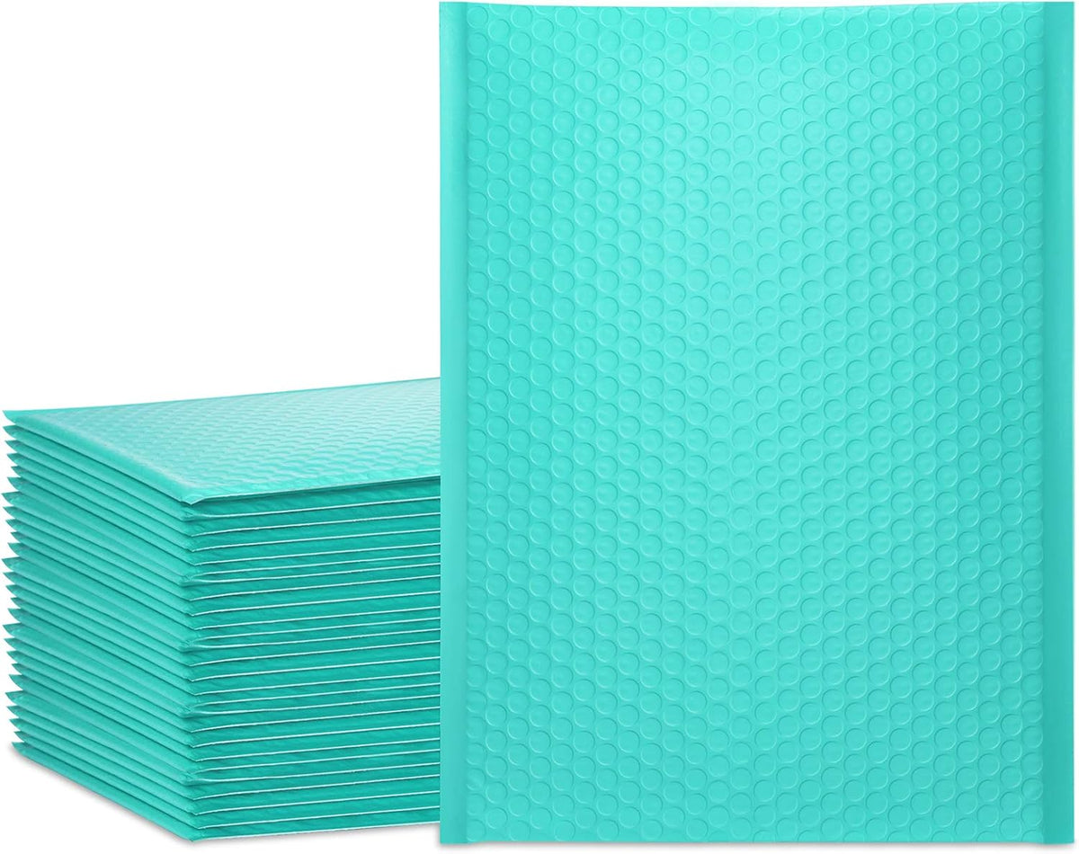 Bubble Mailers 10.5x16" Teal 25 Pack Usable Size 10.5x15" Padded #5