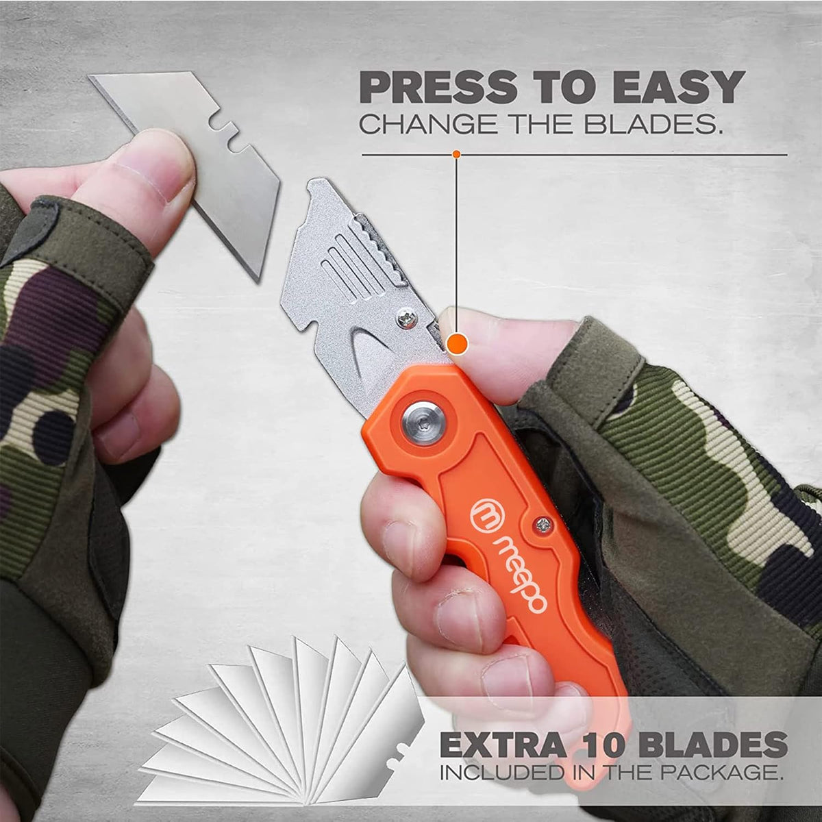 4-Pack Box Cutter, Colorful Folding Utility Knife w/ 10 pcs Blades