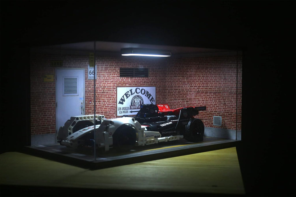 1/18 Scale Model Car Display Case - 1:18 Car Garage Display Case with Clear Acrylic Cover and LED Lighting for
