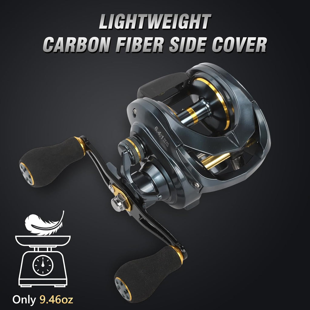 Baitcaster Reels 6.4:1 High-Speed Gear Ratio 33LB Max Drag 8+1 Bearings | Fishing Reel Aviation-Aluminium Spool