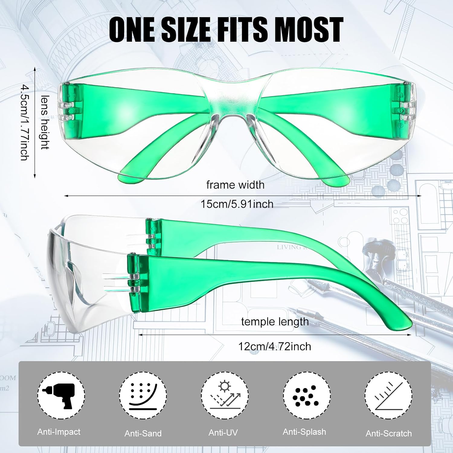 Safety Glasses Safety Goggles for Men Woman Protective Eyewear Bulk with Scratch Impact Resistant for Work(12