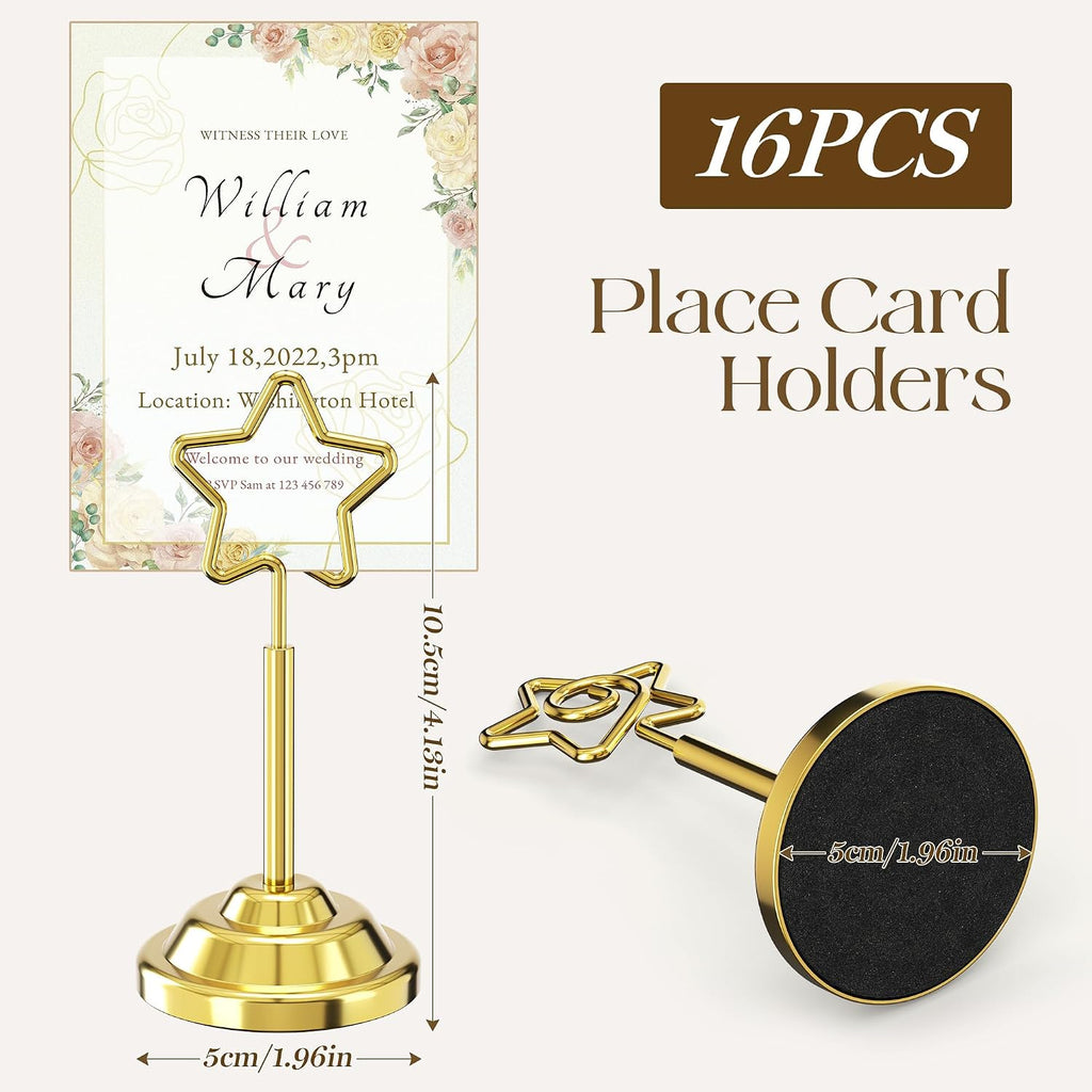 16 Pieces Table Card Holder Place Card Holders 4 inches Steel Card Holders for Photos, Food Signs, Memo Notes