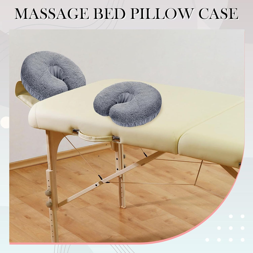 2 Pcs Massage Face Cradle Cover Fleece Massage Table Headrest Cover 14.6'' x 13'' Beauty Bed Headrest Pillow Pad