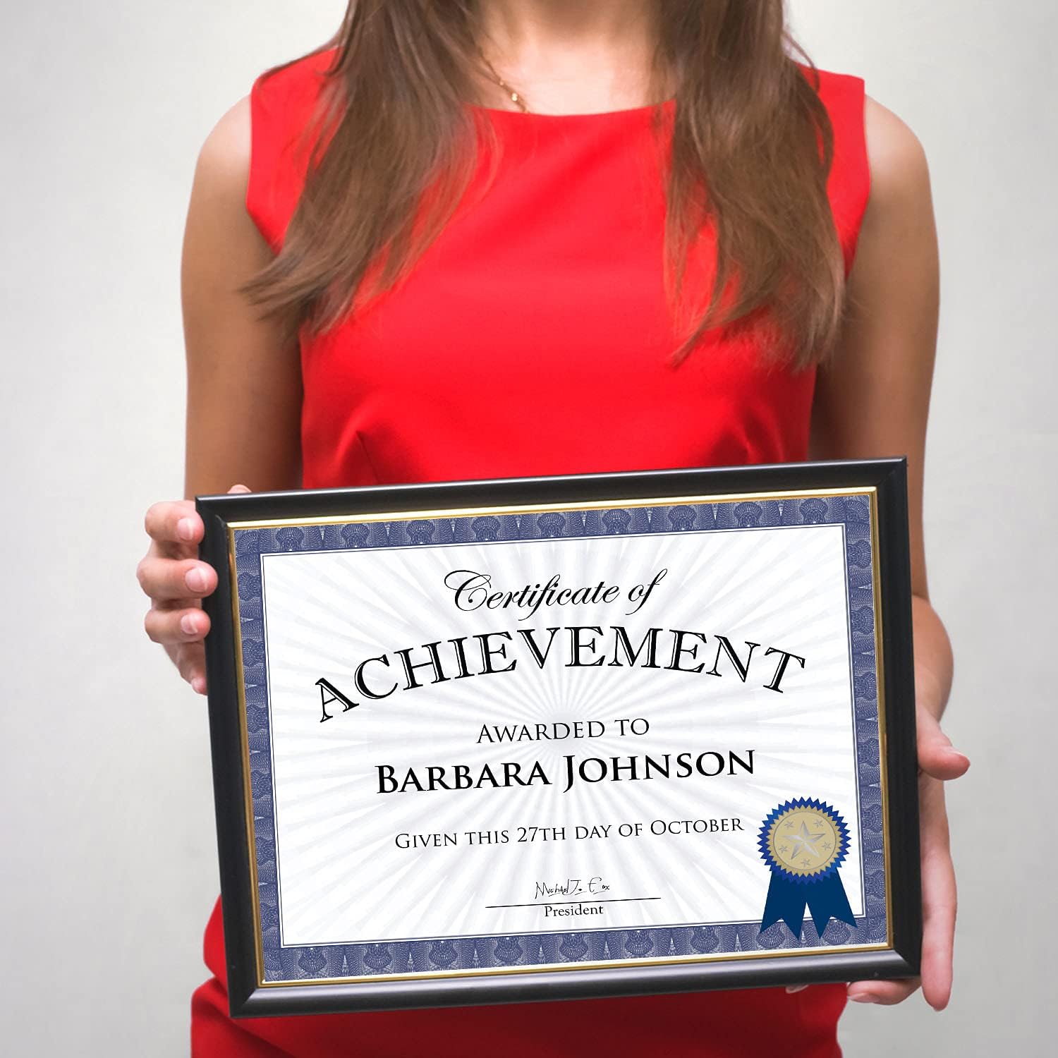 Award Certificate Kit, 8.5 x 11" Blank Certificate Paper, Gold Foil Seals & Blue Ribbon Stickers (Pack of 25)