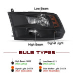 Headlight Assembly Compatible With 2009-2018 Dodge Ram
