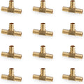 1/2 INCH PEX-B TEE Fittings (12-Pack), Lead-Free Brass, Compatible with Crimp & Clamp Rings for PEX A/B/C Tubing, NSF Certified, Corrosion Resistant Connectors for Water Lines & Radiant Heating