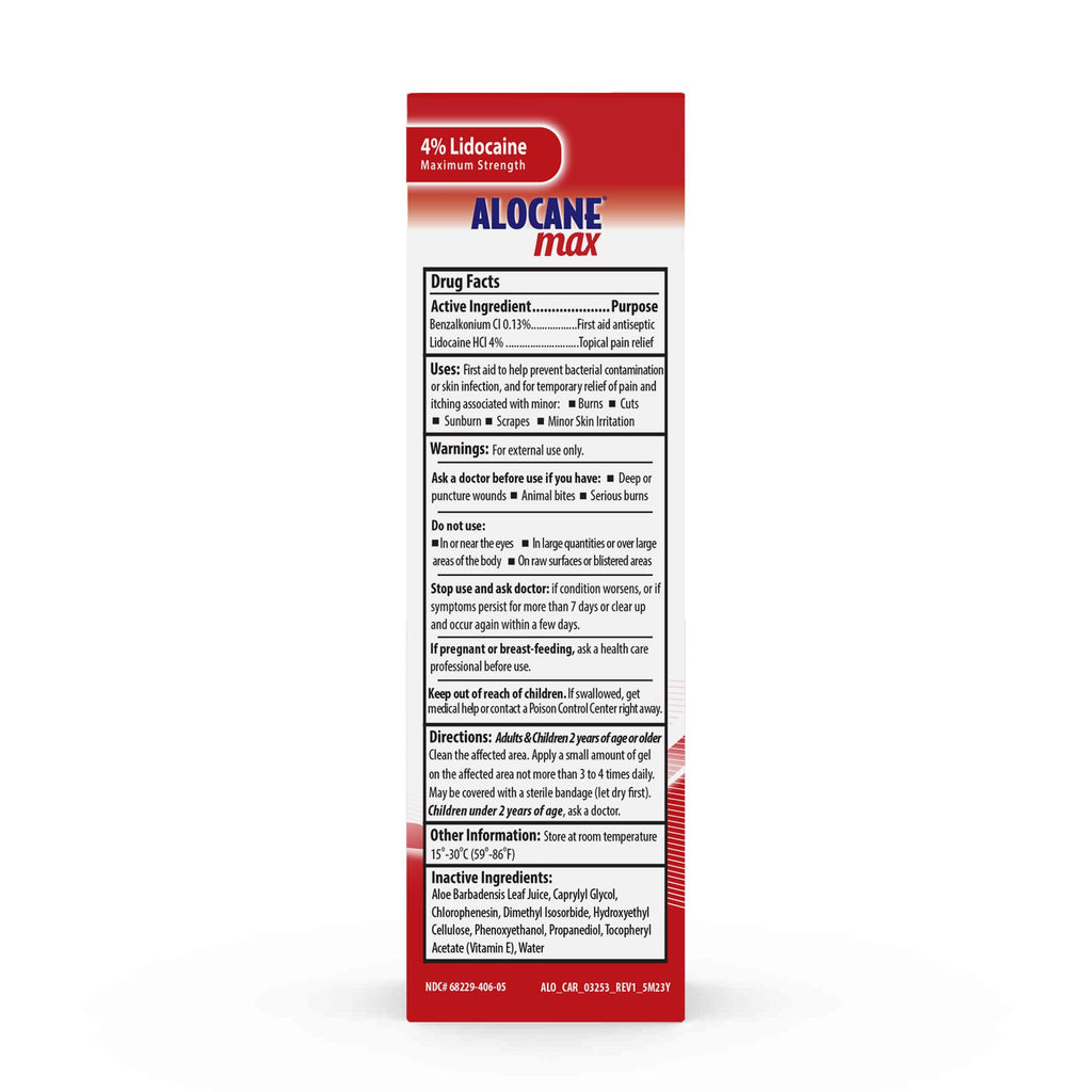 Max Burn Gel, Antiseptic and 4% Lidocaine, First aid Care 4.0 fl oz