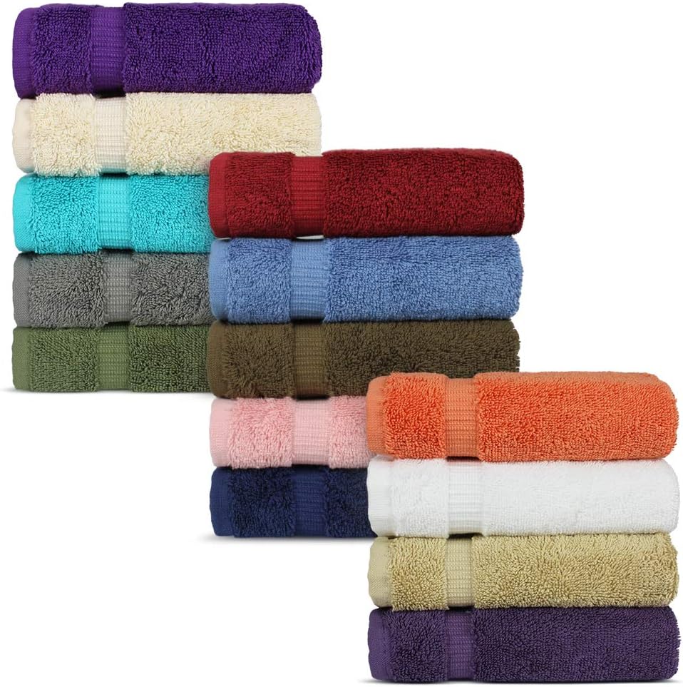 100% Cotton 12-Pack Washcloths 13x13, Multicolor | 100% cotton washcloths, 12-pack 13x13, OEKO-TEX certified, soft