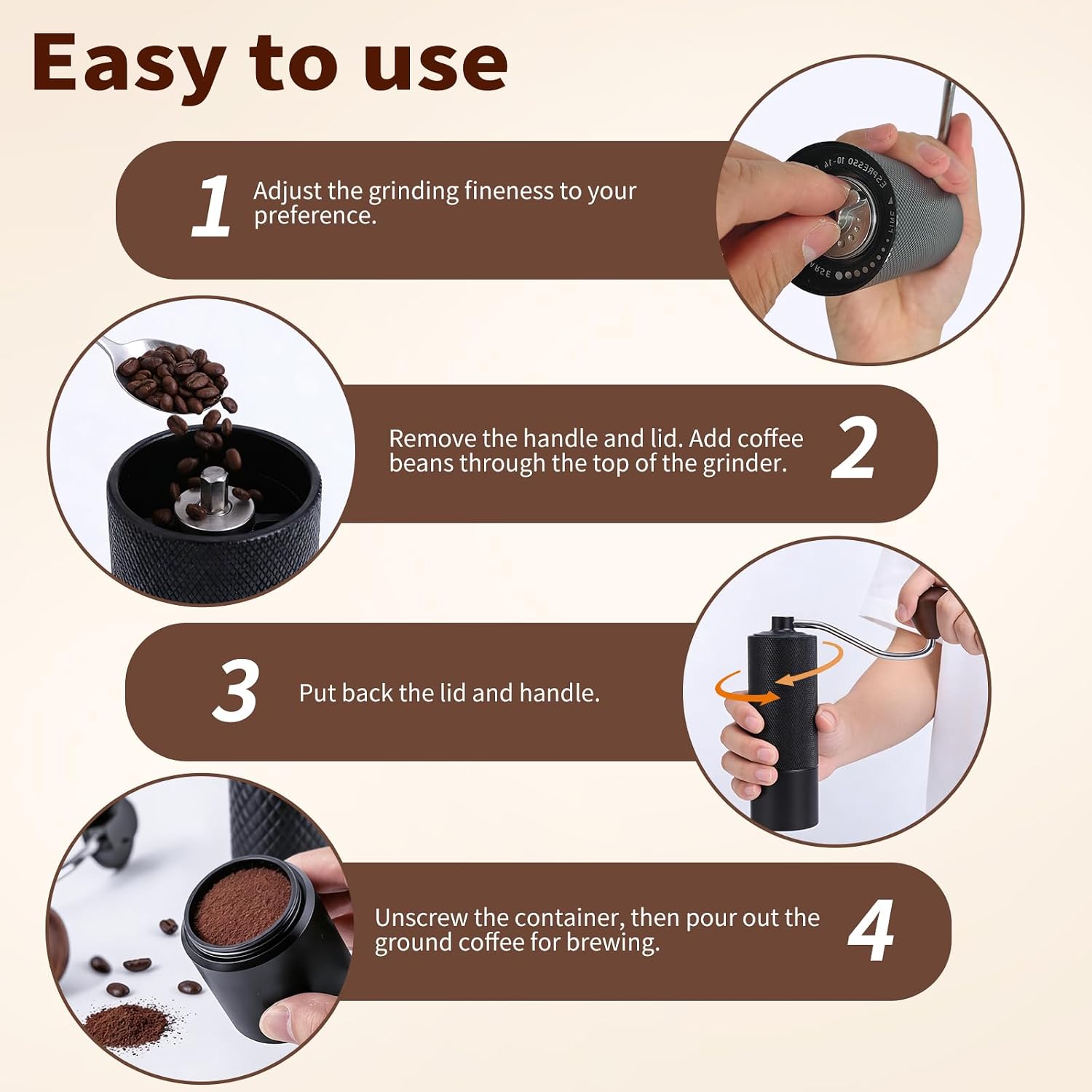 Manual Coffee Grinder, Portable Hand Coffee Mill - 25g Capacity | CNC Stainless Steel Conical Burr, Internal