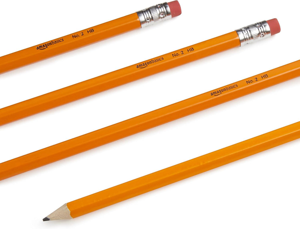 Wood-Cased #2 Pencils for Writing, Drawing and Sketching, Pre-sharpened, HB Soft Lead with Erasers, Teacher Supplies