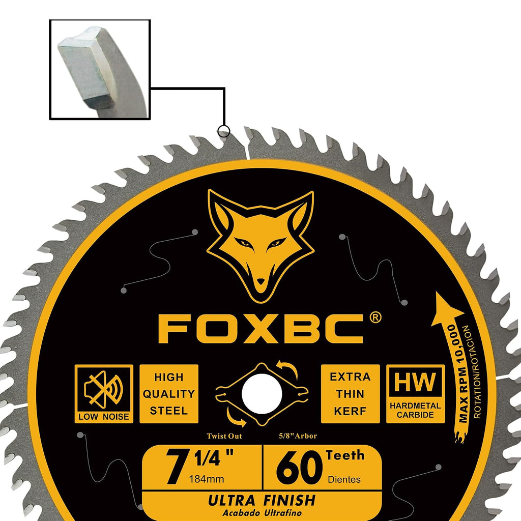 7-1/4" Circular Saw Blade Ultra Fine Finish 60-Tooth, Replacement for Freud Diablo D0760A D0760X, DeWalt DWA171460