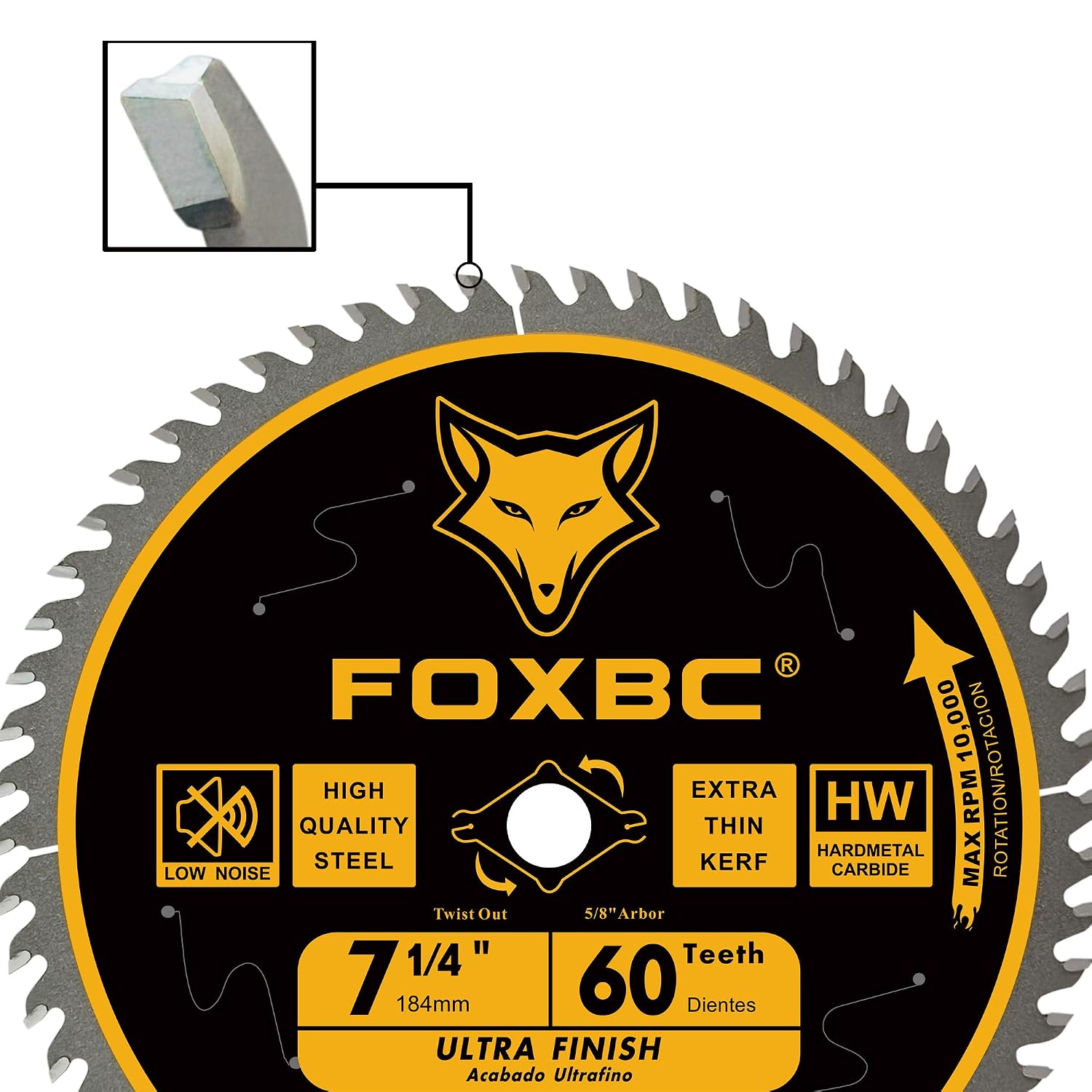 7-1/4" Circular Saw Blade Ultra Fine Finish 60-Tooth, Replacement for Freud Diablo D0760A D0760X, DeWalt DWA171460