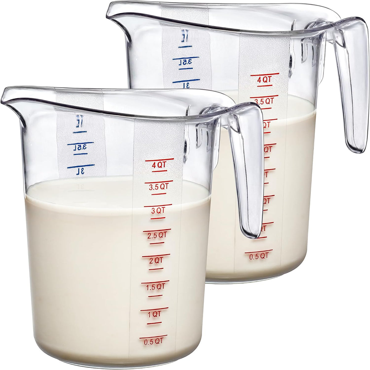 Melissa - 128-Ounce Plastic Measuring Pitcher (2-Pack), 16-Cup (4-Quart) Food-Grade Measuring Jug, Unbreakable