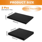 2 Pcs Black Foam Inserts 12"Lx12"Wx2"T & 16"Lx8"Wx1"T