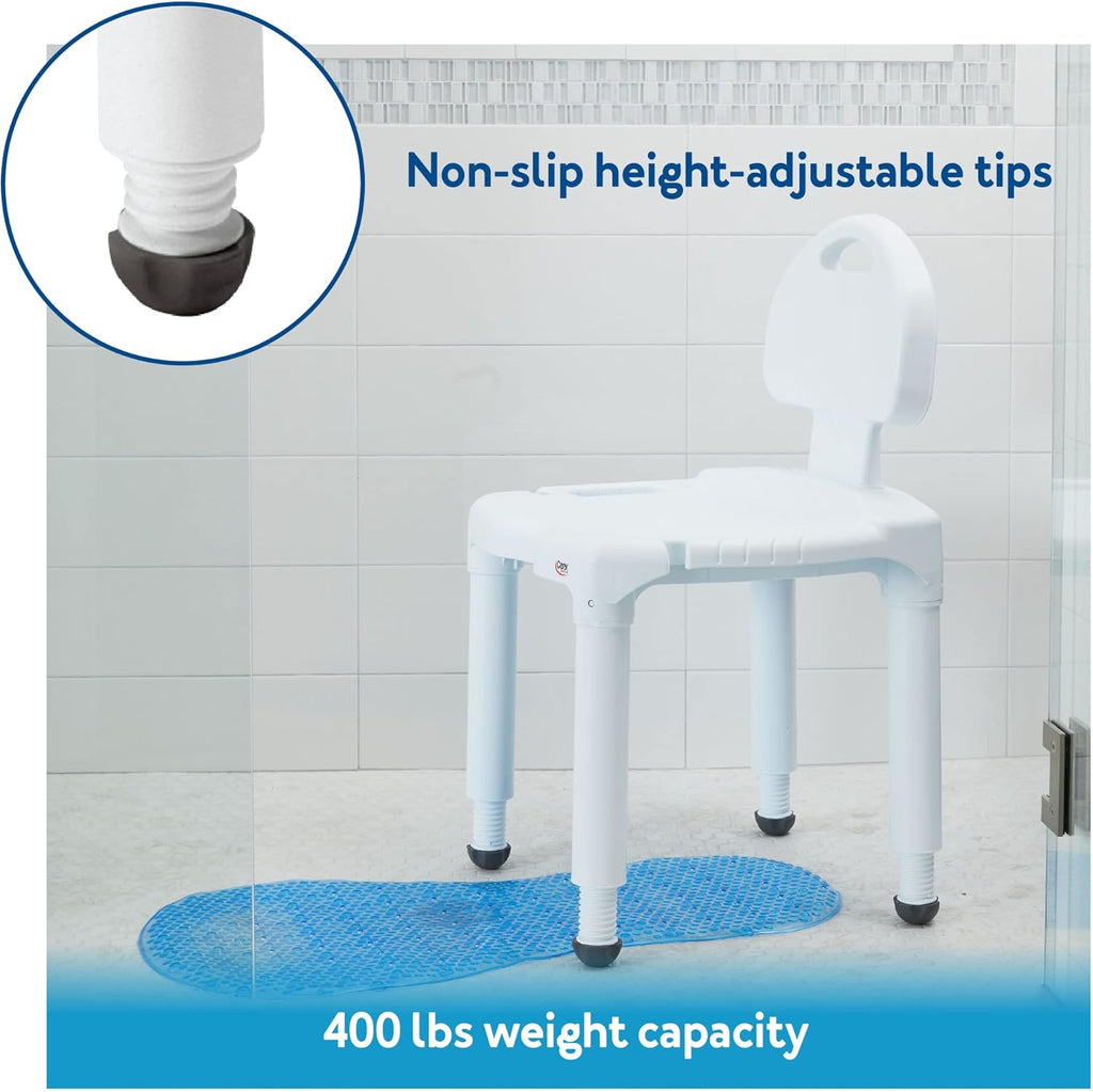 Bath Seat And Shower Chair with Backrest for Seniors, Bath Chair For Elderly, Disabled, Handicap, and Injured