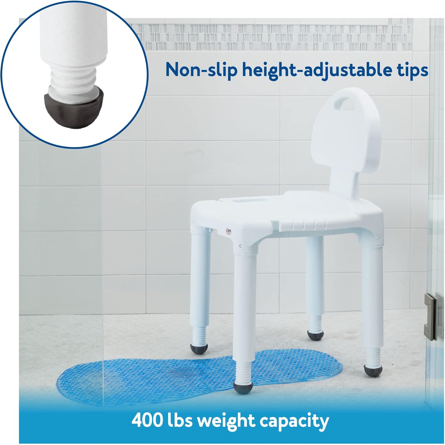 Bath Seat And Shower Chair with Backrest for Seniors, Bath Chair For Elderly, Disabled, Handicap, and Injured