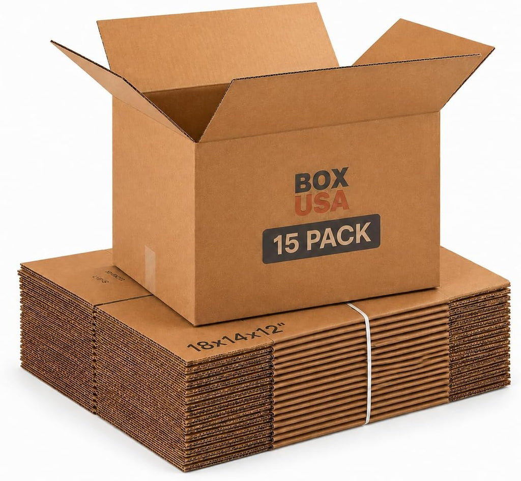 Medium Moving Boxes 18"L x 14"W x 12"H 15-Pack - Corrugated Cardboard Box for Shipping, Mailing, Packing, Packaging